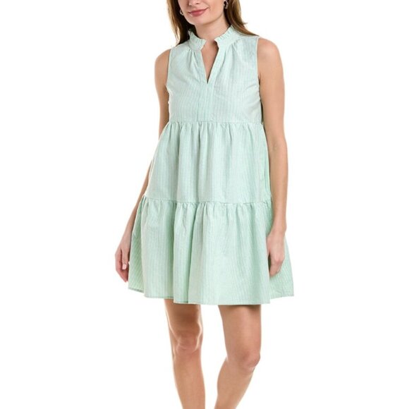 Duffield Lane Dresses & Skirts - DUFFIELD LANE Green White Striped Annika Tiered Above the Knee Dress sz Medium